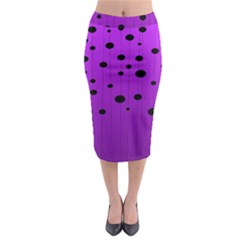 Two Tone Purple With Black Strings And Ovals, Dots  Geometric Pattern Midi Pencil Skirt by Casemiro