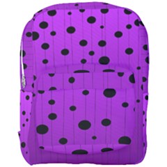 Two Tone Purple With Black Strings And Ovals, Dots  Geometric Pattern Full Print Backpack by Casemiro