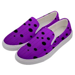 Two Tone Purple With Black Strings And Ovals, Dots  Geometric Pattern Men s Canvas Slip Ons by Casemiro