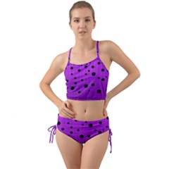 Two Tone Purple With Black Strings And Ovals, Dots  Geometric Pattern Mini Tank Bikini Set by Casemiro