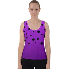 Two Tone Purple With Black Strings And Ovals, Dots  Geometric Pattern Velvet Tank Top by Casemiro