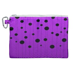 Two Tone Purple With Black Strings And Ovals, Dots  Geometric Pattern Canvas Cosmetic Bag (xl) by Casemiro