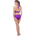 Two tone purple with black strings and ovals, dots. Geometric pattern Halter Side Cut Swimsuit View2