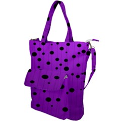 Two Tone Purple With Black Strings And Ovals, Dots  Geometric Pattern Shoulder Tote Bag by Casemiro