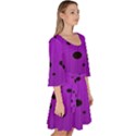 Two tone purple with black strings and ovals, dots. Geometric pattern Velour Kimono Dress View3