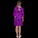 Two tone purple with black strings and ovals, dots. Geometric pattern Velour Kimono Dress View4