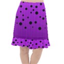 Two tone purple with black strings and ovals, dots. Geometric pattern Fishtail Chiffon Skirt View1