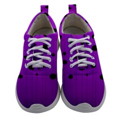 Two Tone Purple With Black Strings And Ovals, Dots  Geometric Pattern Athletic Shoes by Casemiro