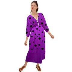 Two Tone Purple With Black Strings And Ovals, Dots  Geometric Pattern Grecian Style  Maxi Dress by Casemiro