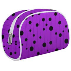 Two Tone Purple With Black Strings And Ovals, Dots  Geometric Pattern Makeup Case (medium) by Casemiro