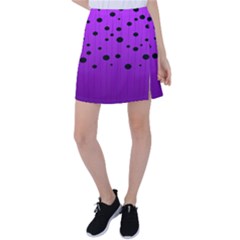 Two Tone Purple With Black Strings And Ovals, Dots  Geometric Pattern Tennis Skirt by Casemiro