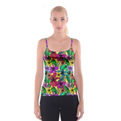 Hibiscus Flowers Pattern, Floral Theme, Rainbow Colors, Colorful Palette Spaghetti Strap Top by Casemiro