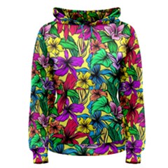 Hibiscus Flowers Pattern, Floral Theme, Rainbow Colors, Colorful Palette Women s Pullover Hoodie by Casemiro