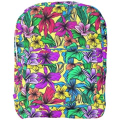 Hibiscus Flowers Pattern, Floral Theme, Rainbow Colors, Colorful Palette Full Print Backpack by Casemiro