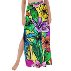 Hibiscus Flowers Pattern, Floral Theme, Rainbow Colors, Colorful Palette Maxi Chiffon Tie-up Sarong by Casemiro