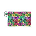 Hibiscus flowers pattern, floral theme, rainbow colors, colorful palette Canvas Cosmetic Bag (Small) View1