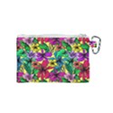 Hibiscus flowers pattern, floral theme, rainbow colors, colorful palette Canvas Cosmetic Bag (Small) View2