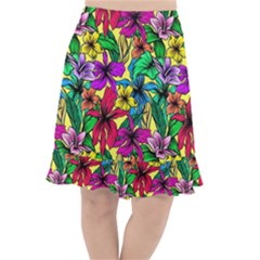 Hibiscus Flowers Pattern, Floral Theme, Rainbow Colors, Colorful Palette Fishtail Chiffon Skirt by Casemiro