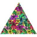 Hibiscus flowers pattern, floral theme, rainbow colors, colorful palette Wooden Puzzle Triangle View1