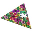 Hibiscus flowers pattern, floral theme, rainbow colors, colorful palette Wooden Puzzle Triangle View2