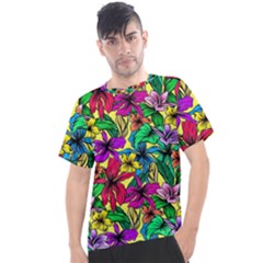 Hibiscus Flowers Pattern, Floral Theme, Rainbow Colors, Colorful Palette Men s Sport Top by Casemiro