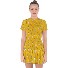 Honeybees Drop Hem Mini Chiffon Dress