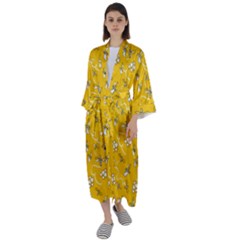 Honeybees Maxi Satin Kimono by bloomingvinedesign