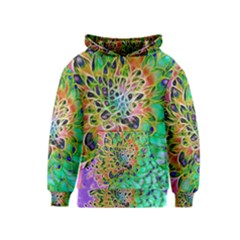 Peacock Chrysanthemum Kids  Pullover Hoodie by bloomingvinedesign