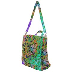 Peacock Chrysanthemum Crossbody Backpack by bloomingvinedesign