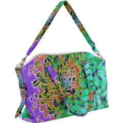 Peacock Chrysanthemum Canvas Crossbody Bag by bloomingvinedesign