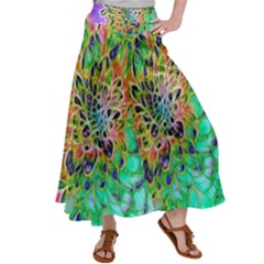 Peacock Chrysanthemum Satin Palazzo Pants by bloomingvinedesign