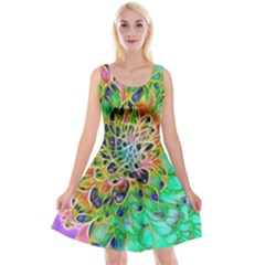 Peacock Chrysanthemum Reversible Velvet Sleeveless Dress by bloomingvinedesign