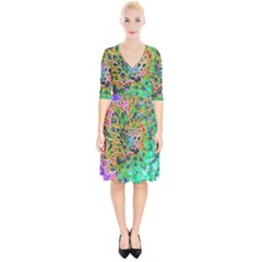 Peacock Chrysanthemum Wrap Up Cocktail Dress by bloomingvinedesign