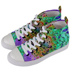 Peacock Chrysanthemum Women s Mid-top Canvas Sneakers by bloomingvinedesign