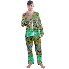 Peacock Chrysanthemum Men s Long Sleeve Satin Pyjamas Set by bloomingvinedesign