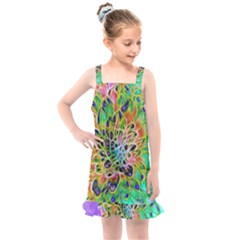 Peacock Chrysanthemum Kids  Overall Dress by bloomingvinedesign