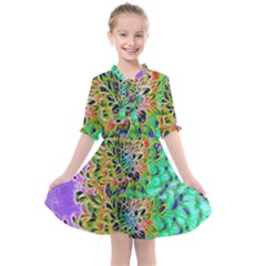 Peacock Chrysanthemum Kids  All Frills Chiffon Dress by bloomingvinedesign