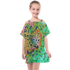 Peacock Chrysanthemum Kids  One Piece Chiffon Dress by bloomingvinedesign