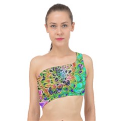 Peacock Chrysanthemum Spliced Up Bikini Top  by bloomingvinedesign