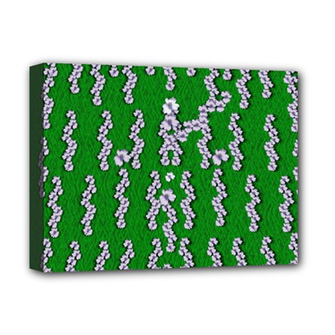 Cherry-blossoms Branch Decorative On A Field Of Fern Deluxe Canvas 16  X 12  (stretched)  by pepitasart