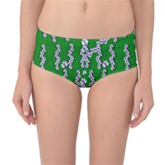 Cherry-blossoms Branch Decorative On A Field Of Fern Mid-waist Bikini Bottoms by pepitasart