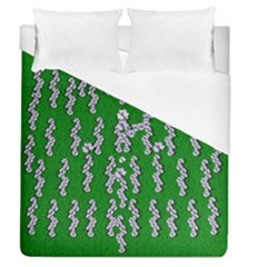 Cherry-blossoms Branch Decorative On A Field Of Fern Duvet Cover (queen Size) by pepitasart