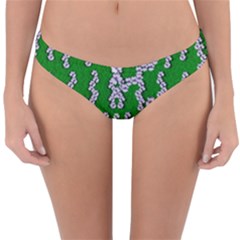 Cherry-blossoms Branch Decorative On A Field Of Fern Reversible Hipster Bikini Bottoms by pepitasart