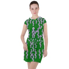 Cherry-blossoms Branch Decorative On A Field Of Fern Drawstring Hooded Dress by pepitasart