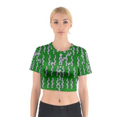 Cherry-blossoms Branch Decorative On A Field Of Fern Cotton Crop Top by pepitasart