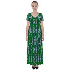 Cherry-blossoms Branch Decorative On A Field Of Fern High Waist Short Sleeve Maxi Dress by pepitasart