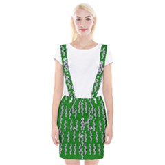 Cherry-blossoms Branch Decorative On A Field Of Fern Braces Suspender Skirt by pepitasart