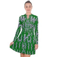 Cherry-blossoms Branch Decorative On A Field Of Fern Long Sleeve Panel Dress by pepitasart