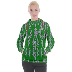 Cherry-blossoms Branch Decorative On A Field Of Fern Women s Hooded Pullover by pepitasart