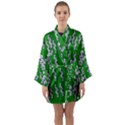 Cherry-blossoms Branch Decorative On A Field Of Fern Long Sleeve Satin Kimono View1